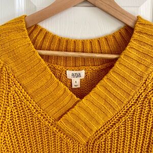 Ana Small Mustard V-Neck Sweater